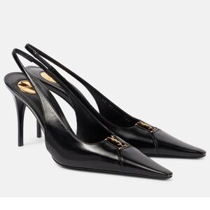 SAINT LAURENT Babylone 90 YSL logo cutout leather slingback pumps heels